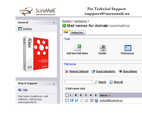 Our Sure Mail™ Plesk control panel is the easiest-to-use mail server remote 